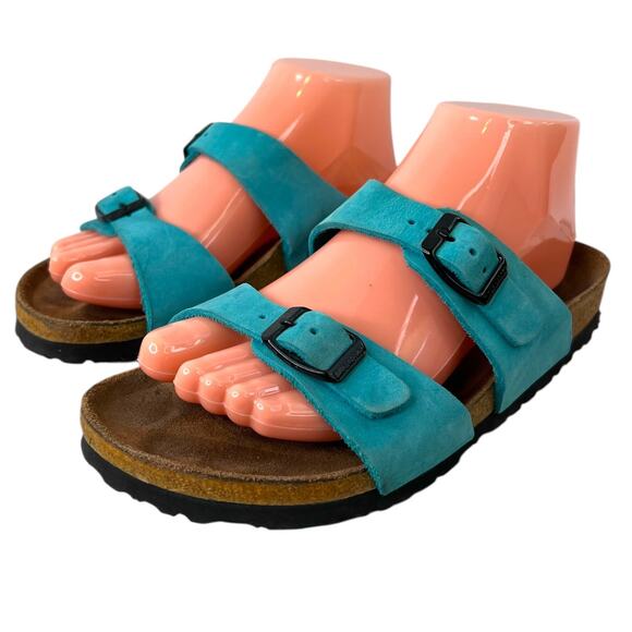 BIRKENSTOCK Arizona Turquoise Suede Leather Sandals Women’s Size EU 38 US 7–7.5 - Picture 5 of 11